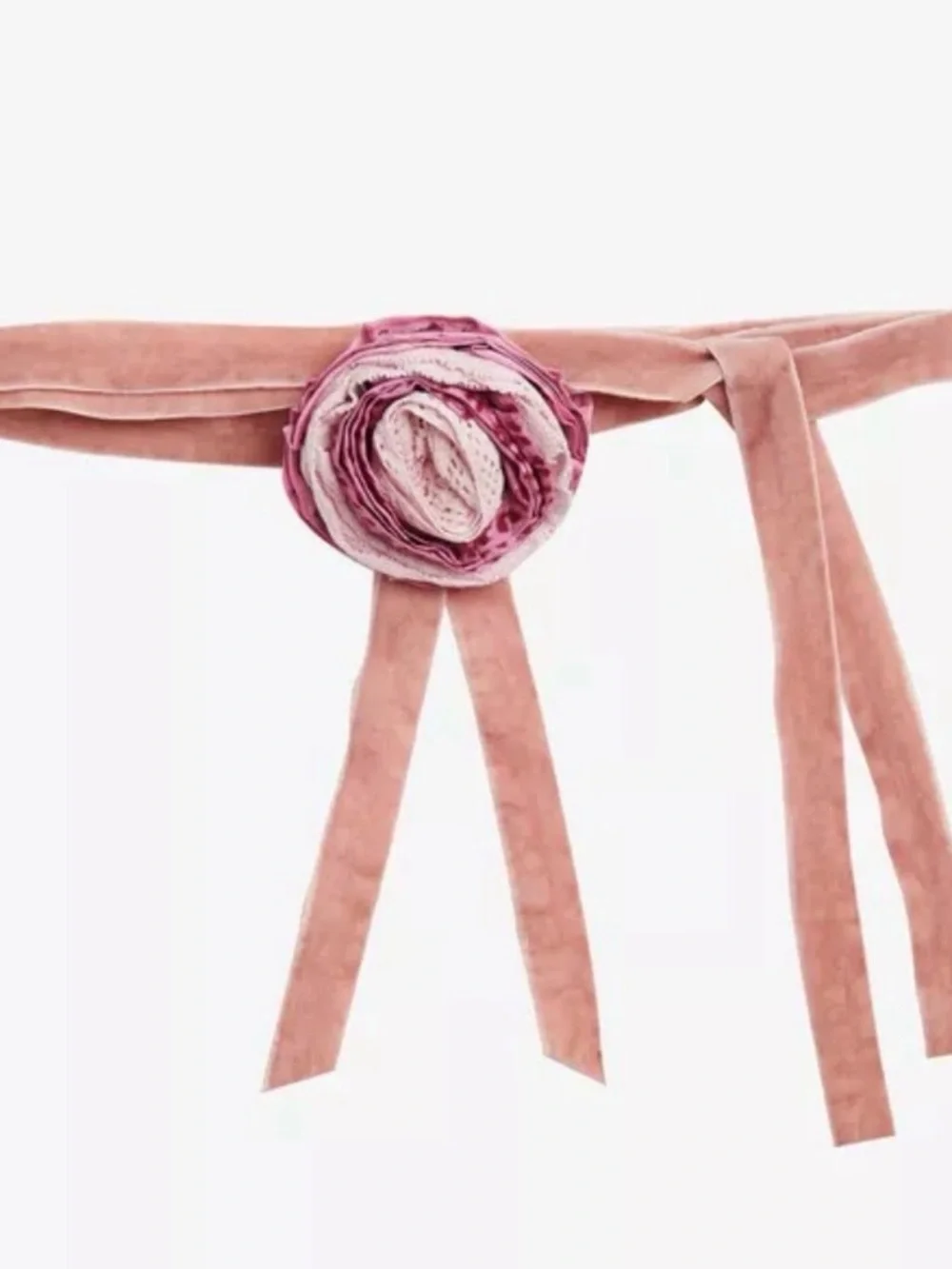LoveShackFancy Hoffman Rivia Rose Velvet Cotton Belt O/S